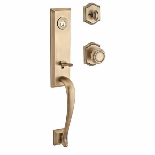 Baldwin SCDELXTRATAR150 Reserve Single Cylinder Handleset Del Mar x Traditional with Traditional Arch Rose in Satin Nickel Finish Baldwin SCDELXTRATAR150 Reserve Single Cylinder Handleset Del Mar x Traditional with Traditional Arch Rose in Satin Nickel Finish